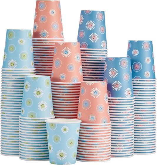 300 Pack Paper Cups 8 oz, Disposable Coffee Cups, Paper Coffee Cups 8 oz, Colourful Hot/Cold Beverage Drinking Cup for Water