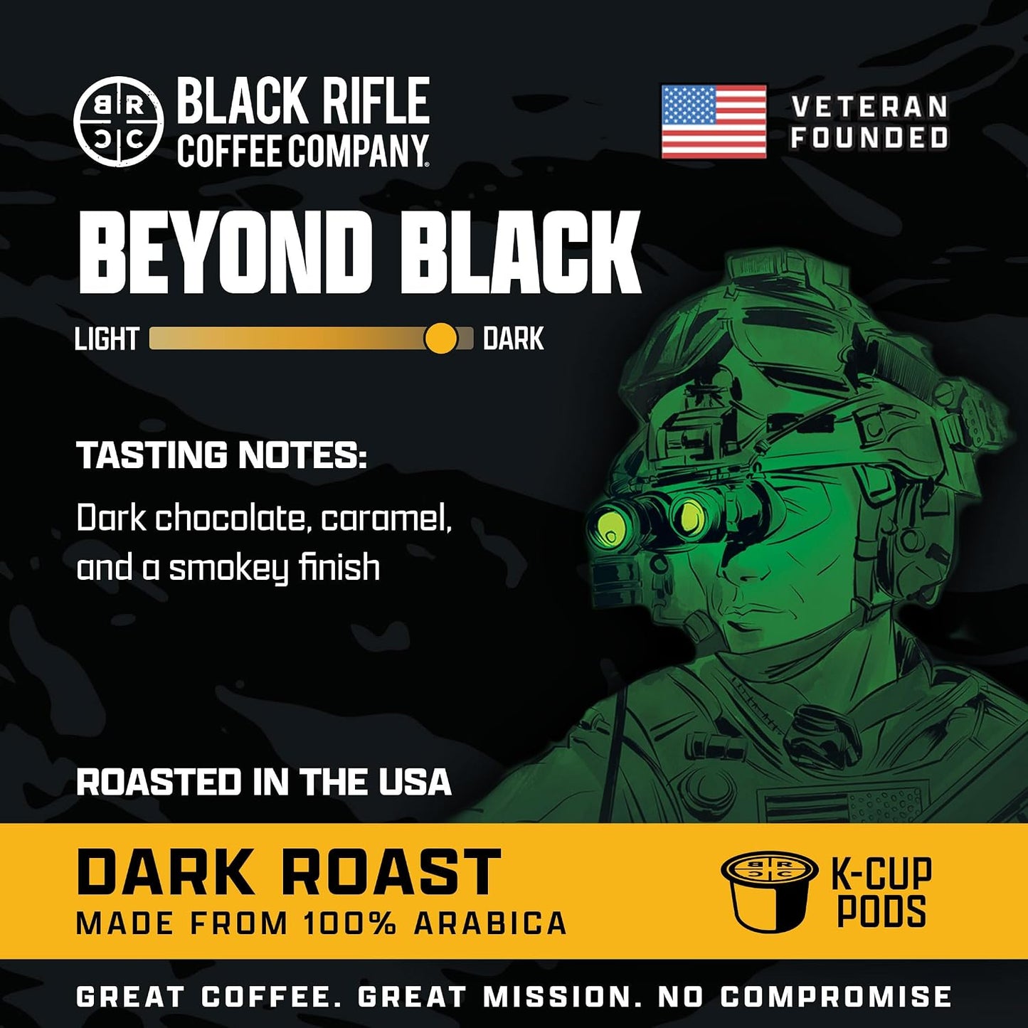 Black Rifle Coffee Dark Roast K Cup Coffee Beyond Black 12 Count | Veteran Founded, 100% Arabica, dark chocolate, caramel &amp; smoky finish, Fits All Keurig Models, coffee pods, dark roast coffee