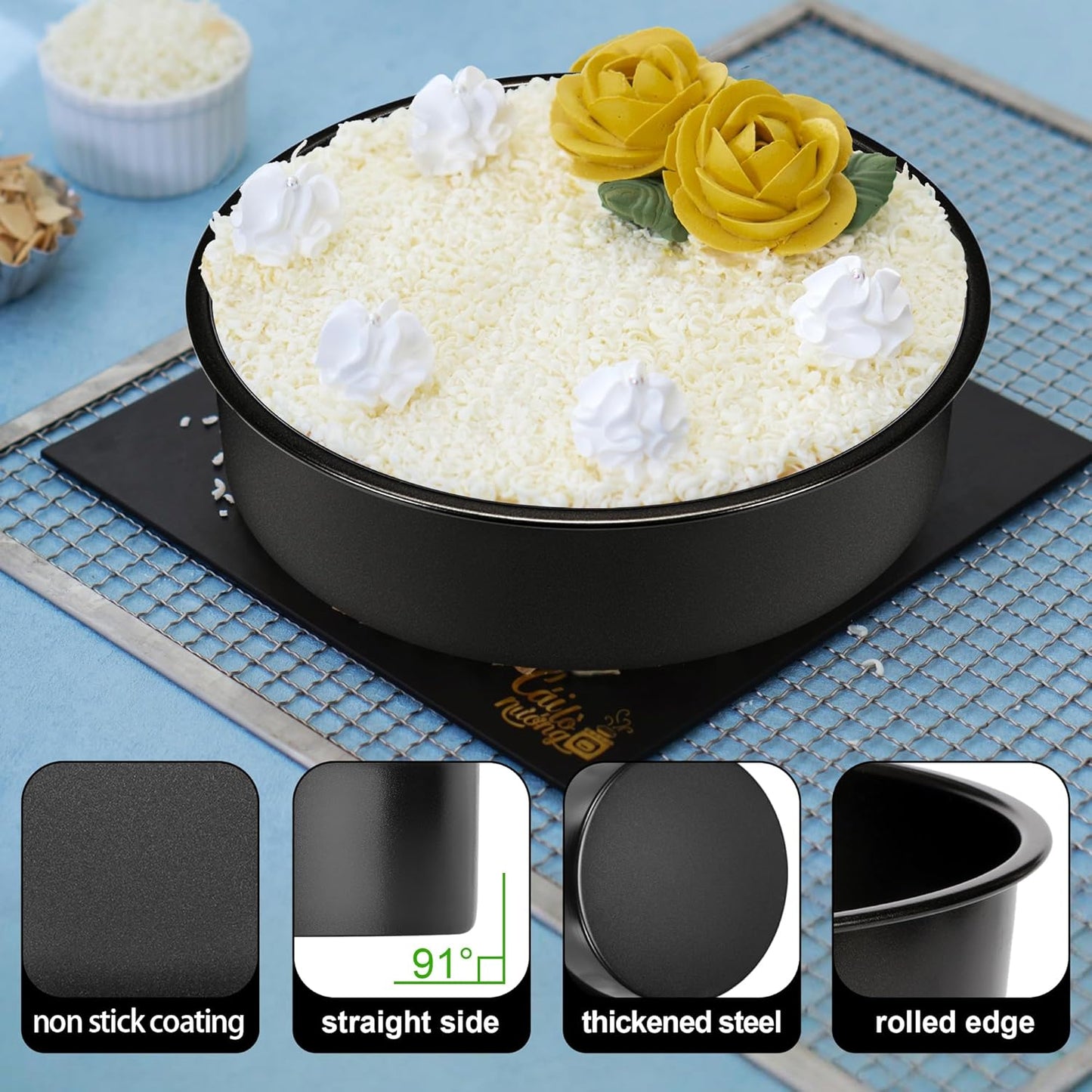 AWTBDP 6 Inch Cake Pans,3PCS Smash Cake Pans with 100PCS Parchment Paper | No-Stick Round Small Cake Pans Set for Baking Layer Cakes, Sturdy Baking Pan Set for Christmas Birthday, Dishwasher Safe