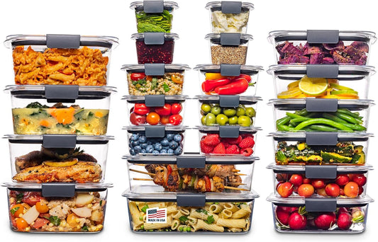 Rubbermaid Brilliance BPA Free 44-Piece Food Storage Containers Set Airtight Leak-Proof with Lids for Meal Prep Lunch and