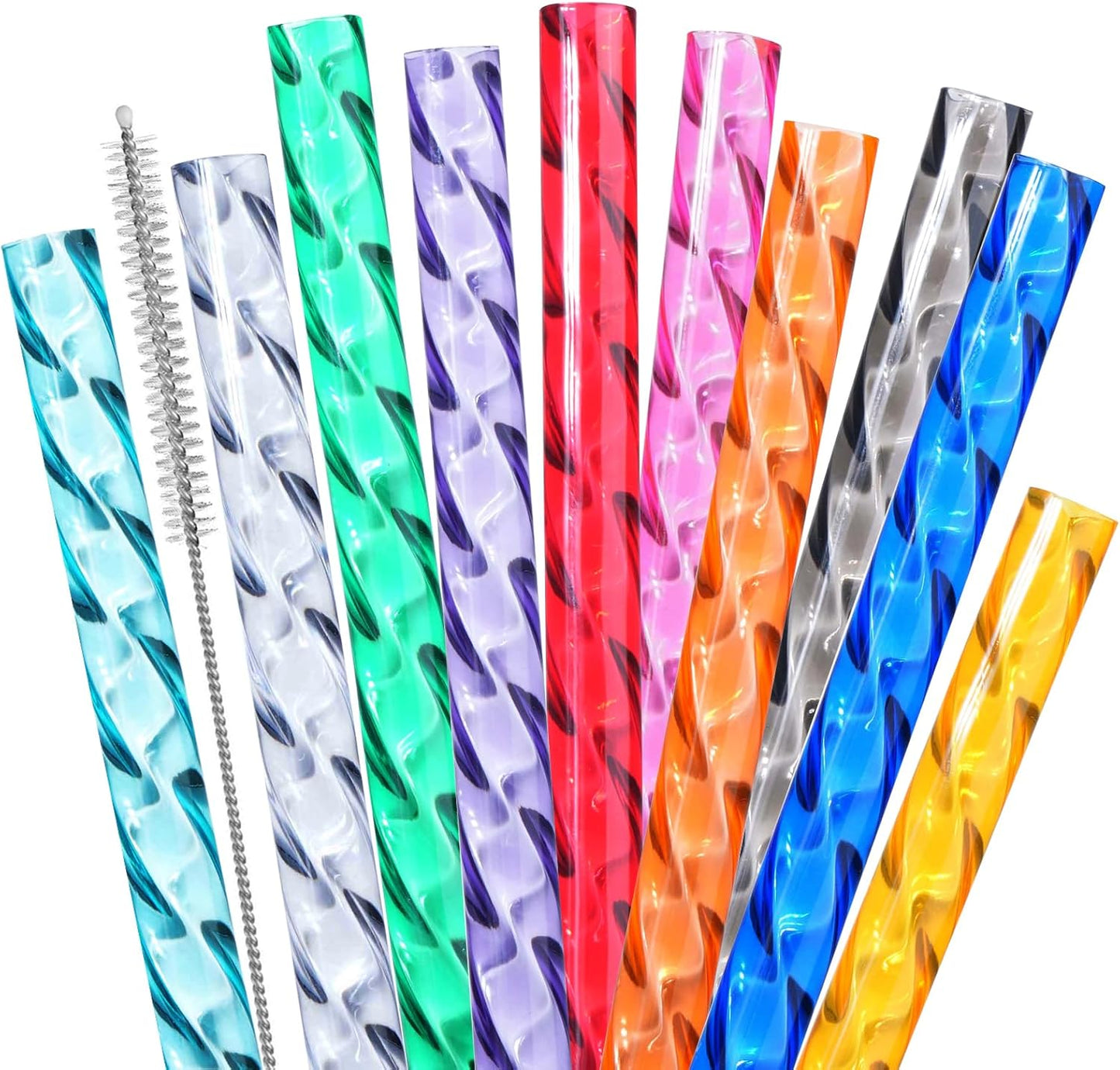 Reusable Straws for Stanley Cup Replacement,12 Inch Plastic Extra Long Straw for 40/30 oz Tumbler,Clear Hard Drinking Straws for Stanley,10mm Large Wide Water Bottle Straw for Stanley Cup Accessories