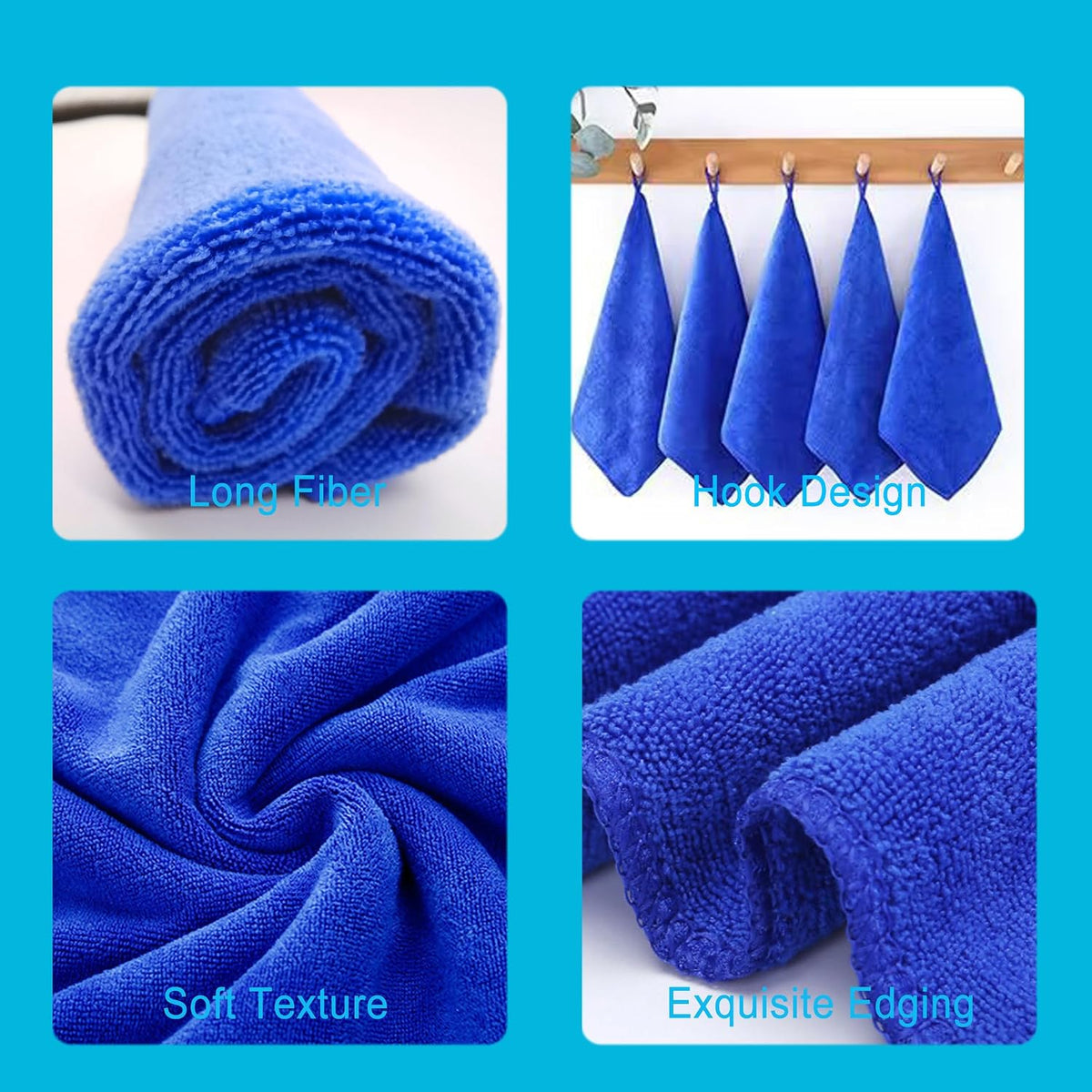 Premium Microfiber Cleaning Cloths, Ultra Absorbent Lint-Free Towels for Kitchen, Glass, Car Care, Stainless Steel &amp; Household Cleaning, 400 GSM, 12" x 12"