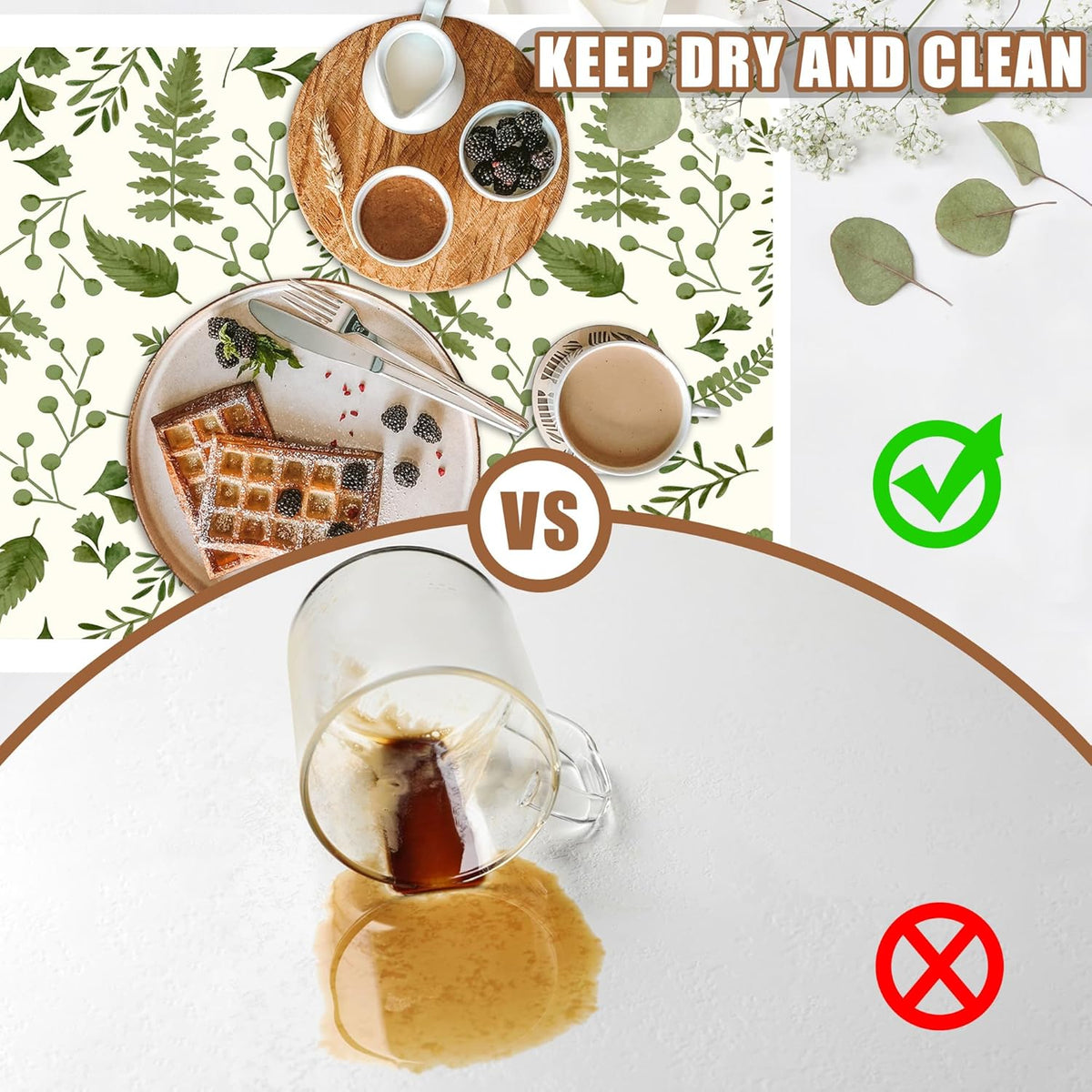 Green Leaf Coffee Mat Herb Dish Drying Mat for Kitchen Counter Hide Stain Rubber Backed Absorbent Coffee Bar Accessories Fit Under Espresso Machine, 15.7 x 23.6 Inch