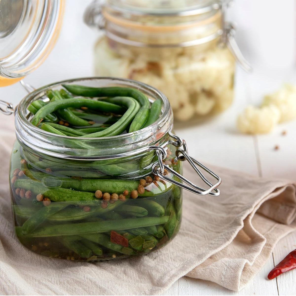Galashield Glass Jars with Lids 16 oz Food Storage Jars with Airtight Lids Leak Proof Glass Canisters Kitchen Jars [Set of 2]