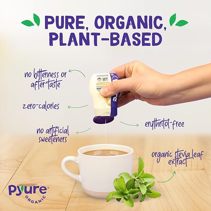 Pyure Organic Vanilla Stevia Liquid Sweetener | Sugar-Free Stevia Drops | Keto Sugar Substitute | Zero Calorie, Zero Carb,