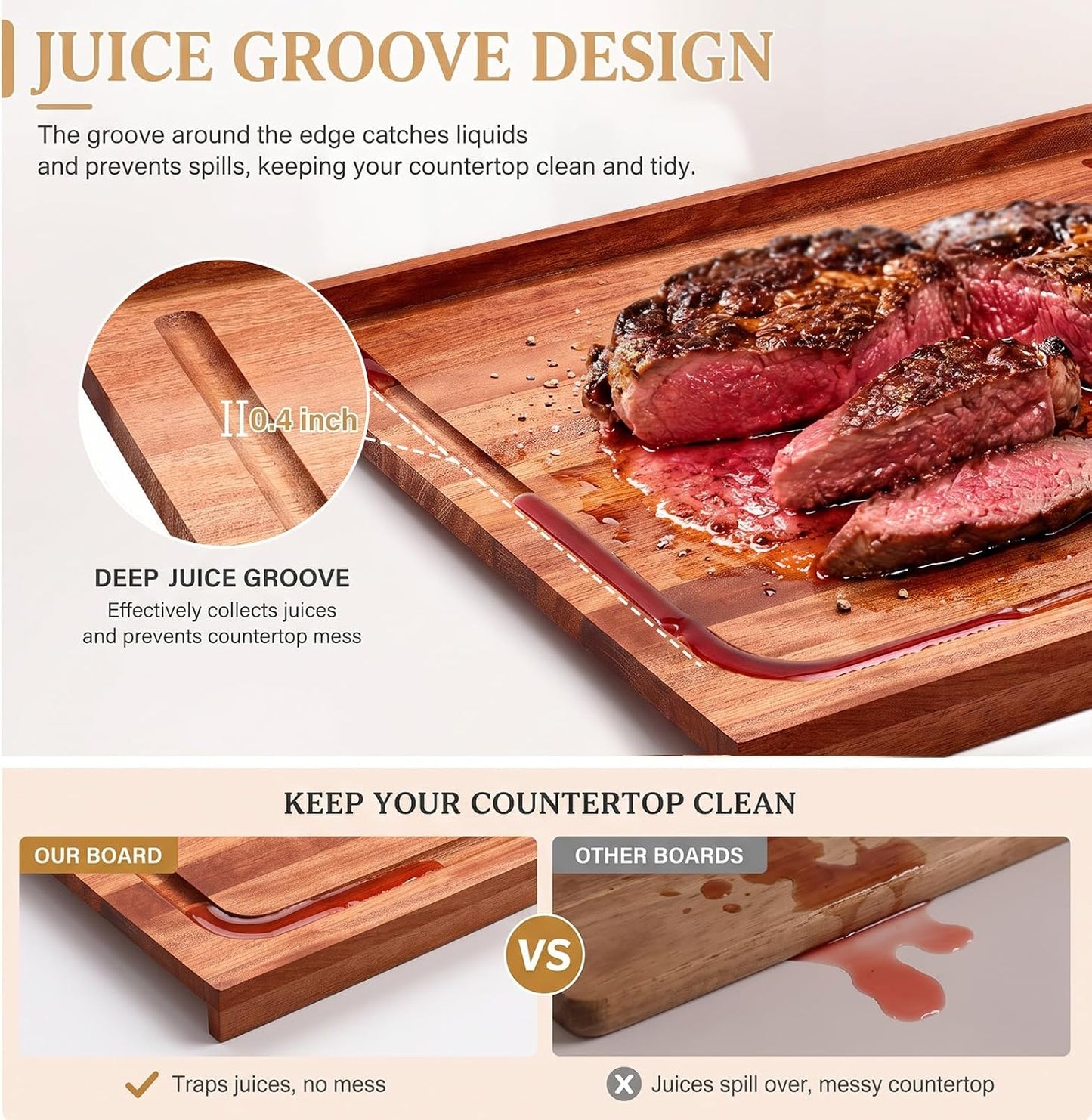 Vesici Walnut Pastry Board with Lip for Rolling Dough 24" x 22.8" x 1.5" Large Wooden Cutting Chopping Kneading Board with Engraved Measurements for Counter Tabletop Kitchen