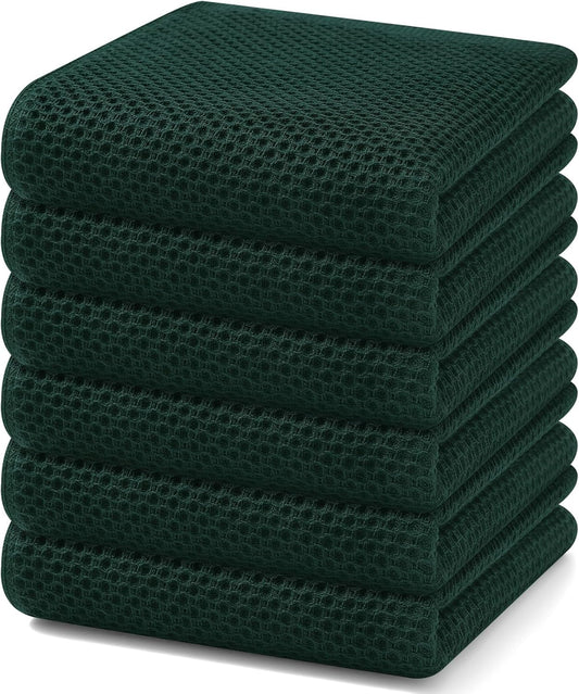 Homaxy 100% Cotton Waffle Weave Kitchen Dish Towels, Ultra Soft Absorbent Quick Drying Cleaning Towel, 13 x 28 Inches,