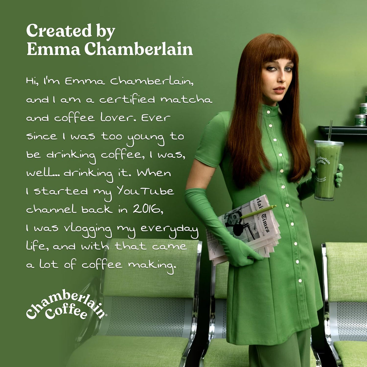 Chamberlain Coffee Ceremonial Grade Matcha Green Tea Powder - USDA Organic, Antioxidant Rich, L Theanine, Calm Energy, Signature Vegan Matcha Powder - Premium First Harvest Japanese Green Tea - 30g