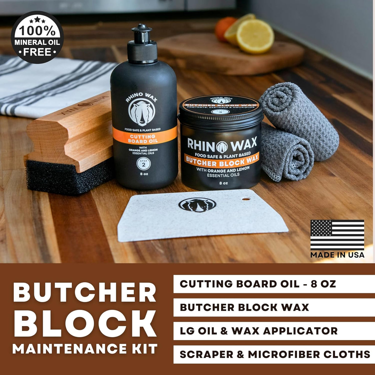 Rhino Wax Butcher Block Maintenance Kit: Oil