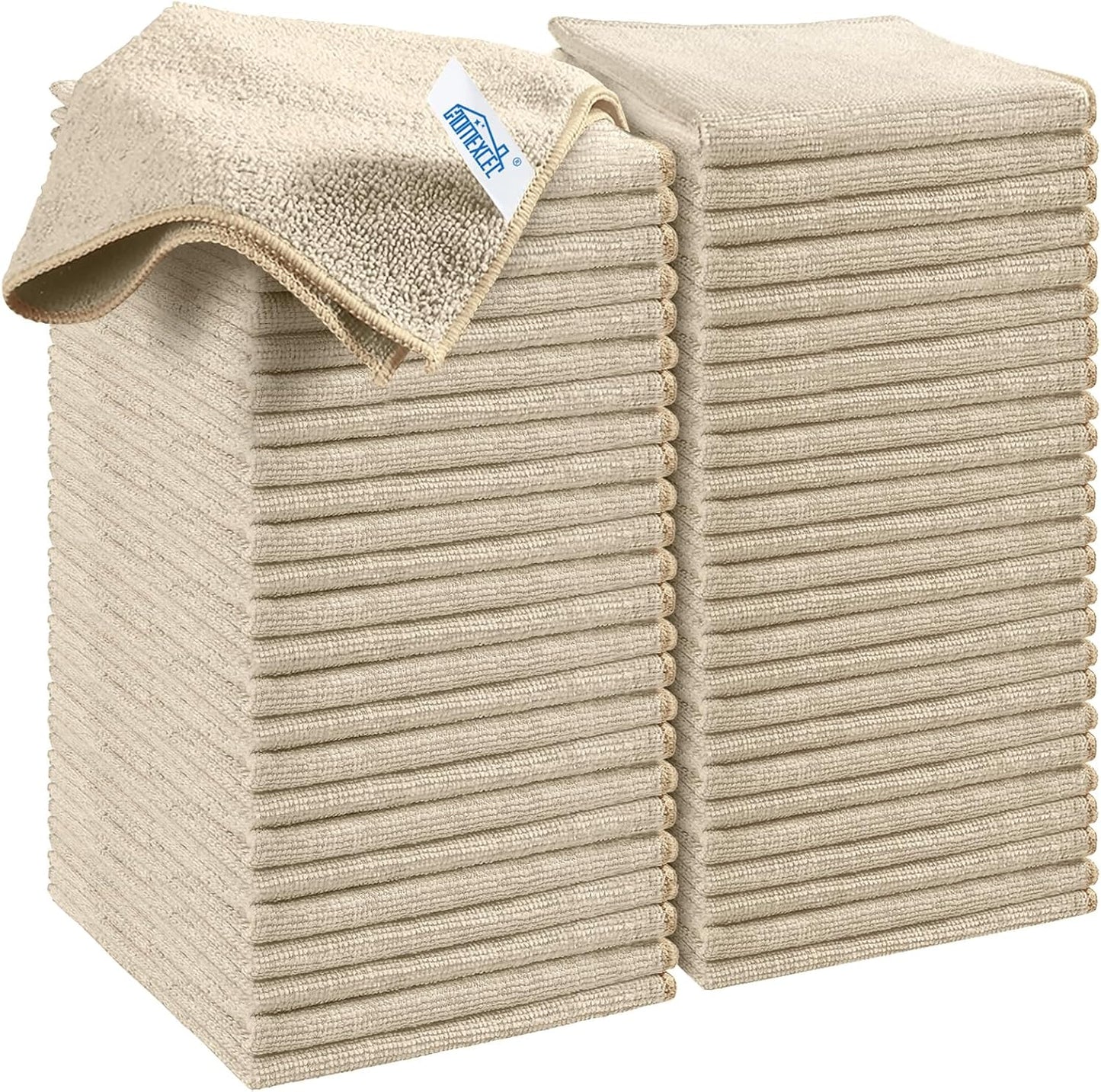 HOMEXCEL Brown Microfiber Cleaning Cloth, 50 Pack Cleaning Towels for Kitchen, Lint Free, Scratch-Fr