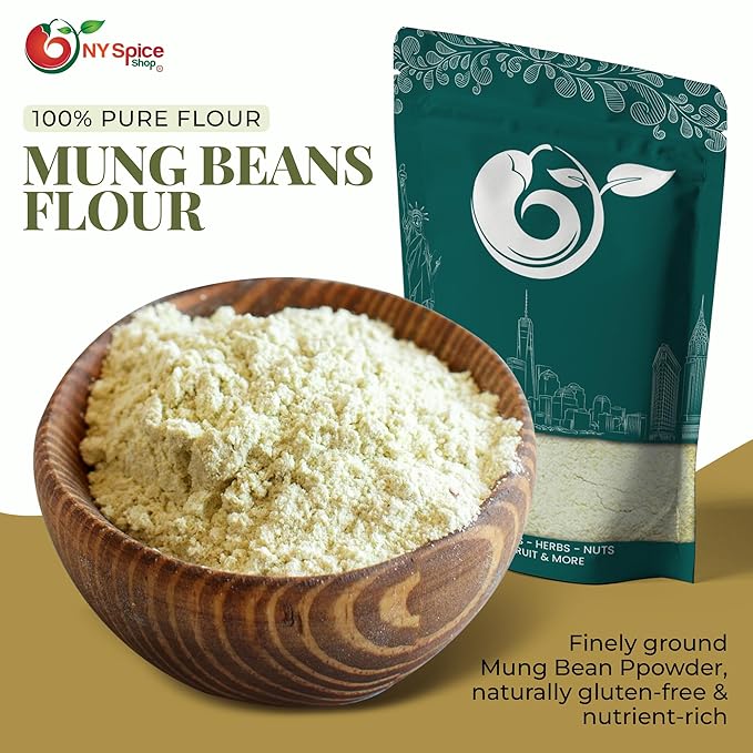 NY Spice Shop Moong Bean Flour - 3 Pound Mung Bean Powder - Finely Milled and All-Natural - Plant-Based Ingredient for Soups Gravies Pancakes Fritters and Traditional Asian Recipes - 녹두가루