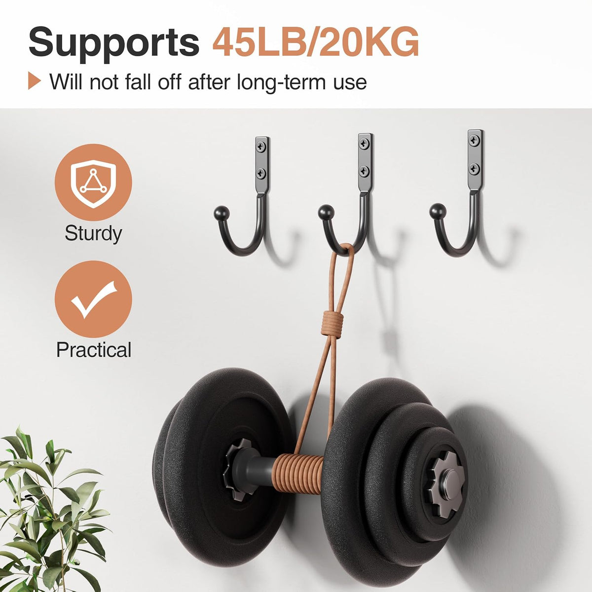 10 Pack Wall Hooks, Metal Hooks Wall Mount, Hold up to 45 Lbs