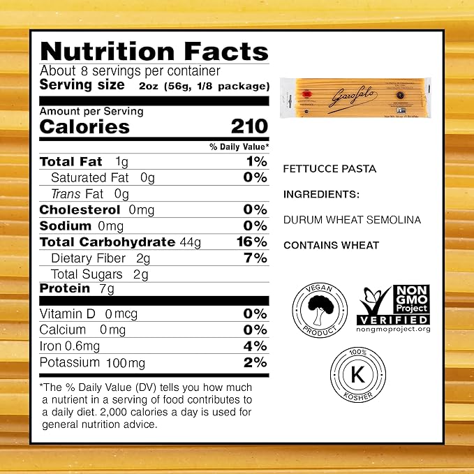 Garofalo - Premium Durum Wheat Semolina Fettucce Pasta, Italian Made, Bronze-Drawn, Al-Dente, One-Ingredient Pasta (4 pack)