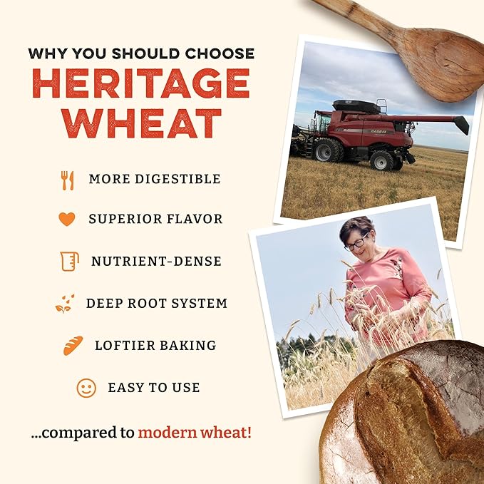Sunrise Flour Mill Heritage Organic Whole Wheat Flour - 5 lbs | Milled from red hard wheat within 10 Days | Easier to Digest with Less Bloating | No Bleaching | Organic whole wheat bread flour