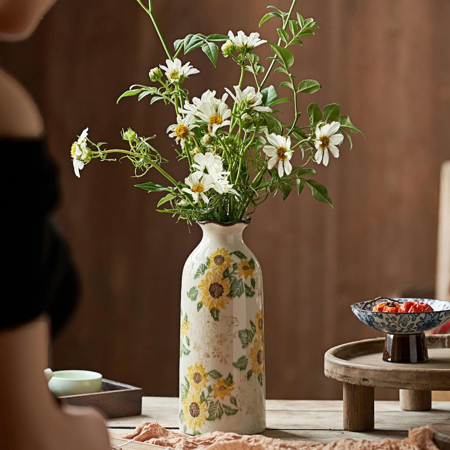 Levvohd Autumn Vintage Ceramic Vase Set of 3 for Decor Home | Rustic Farmhouse Vase Your Kitchen Bedroom Living Room Bathroom Shelf Centerpiece Table Decorations (H 9.5" + H7.7" + H5.9")