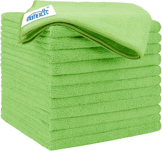 HOMEXCEL Green Microfiber Cleaning Cloth 12 Pack, 12.5 x 12.5 inch Microfiber Towels for Cars, Ultra Absorbent Car Washing
