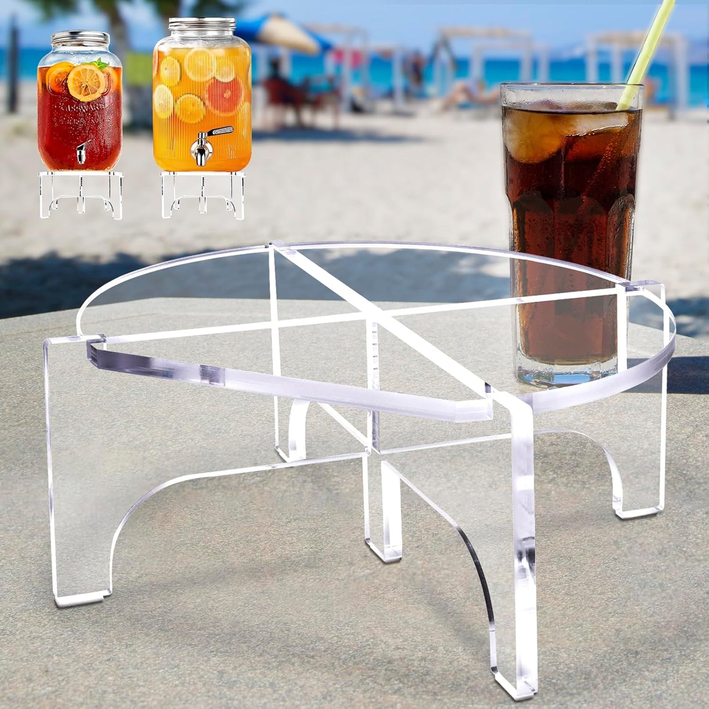 Acrylic Beverage Dispenser Stand Only, Fit Max 8.7 Inch Glass Drink Dispenser and Water Jug Holder, Plant Stand, Cake Display Stand for Parties and Catering Events