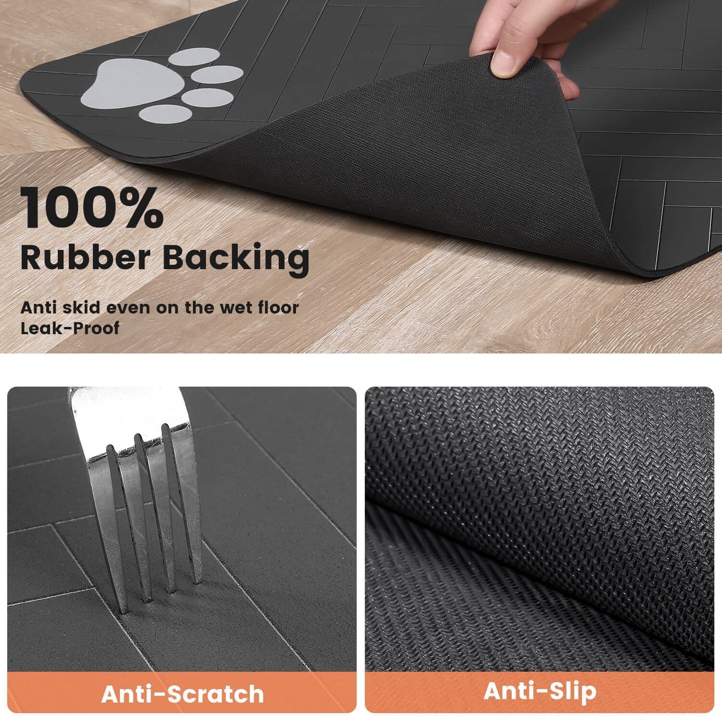 Pet Feeding Mat-Absorbent Pet Placemat for Food and Water Bowl, with Waterproof Rubber Backing, Quick Dry Water Dispenser Mat for Dog and Cat (24"x16", Beige)