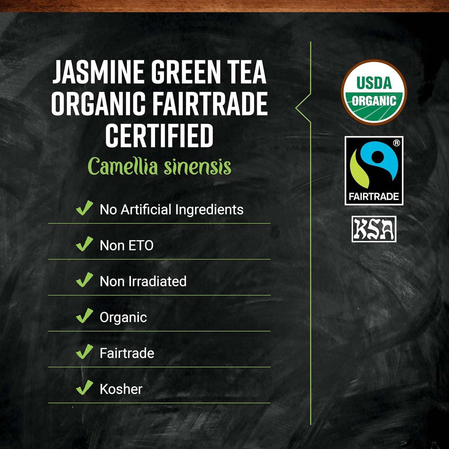 Frontier Co-op Organic Fairtrade Jasmine Green Tea, All Natural Loose Leaf Tea Leaves, Kosher | 16 Ounce (Pack of 1)