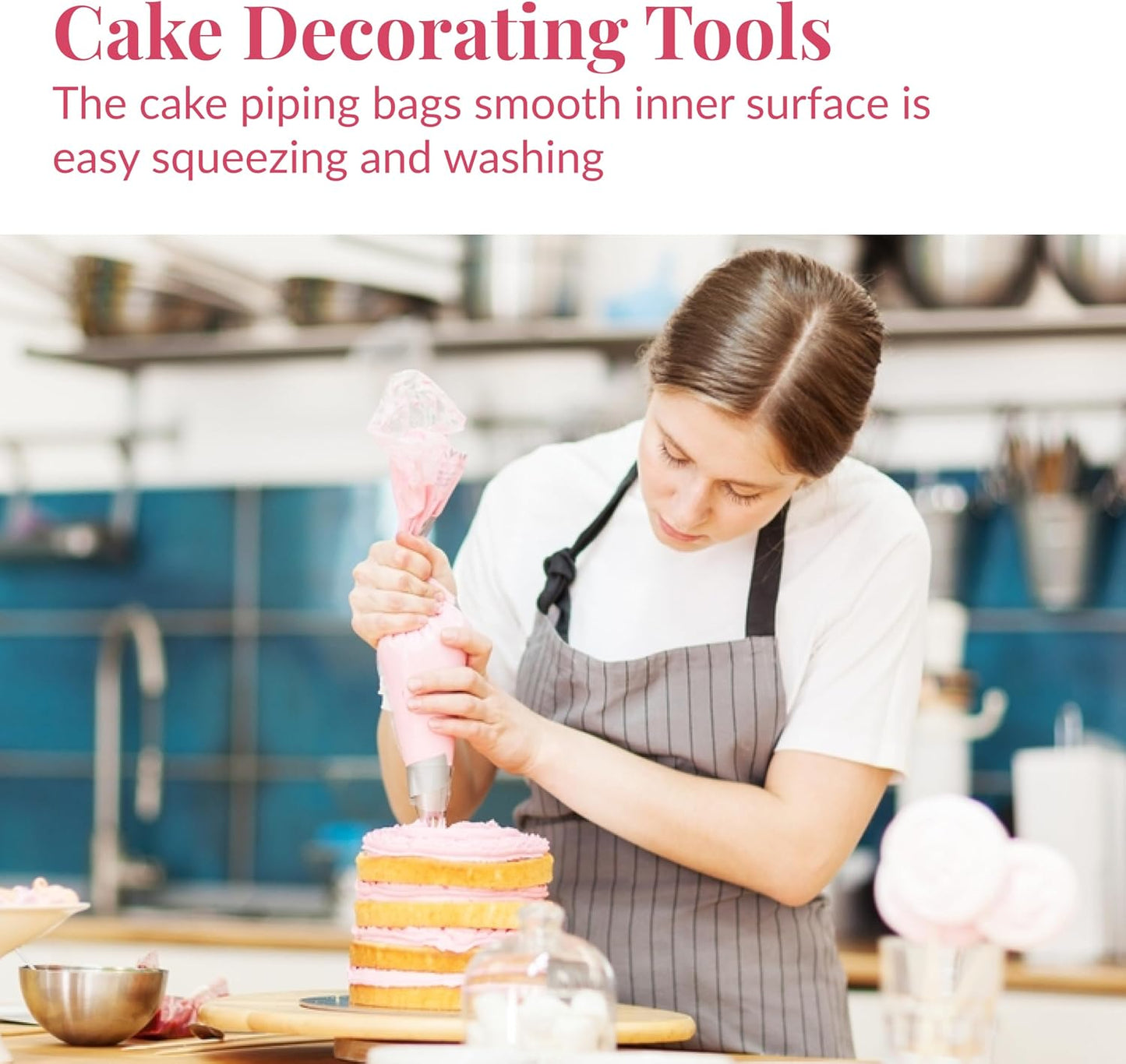 Anti Burst Piping Bags 12 Inch - Prestee Tipless Icing Bags - Durable Frosting Piping Bag Tools - Pastry and Cookie Decorating Supplies (5 Piping Bags with Tips and Couplers)