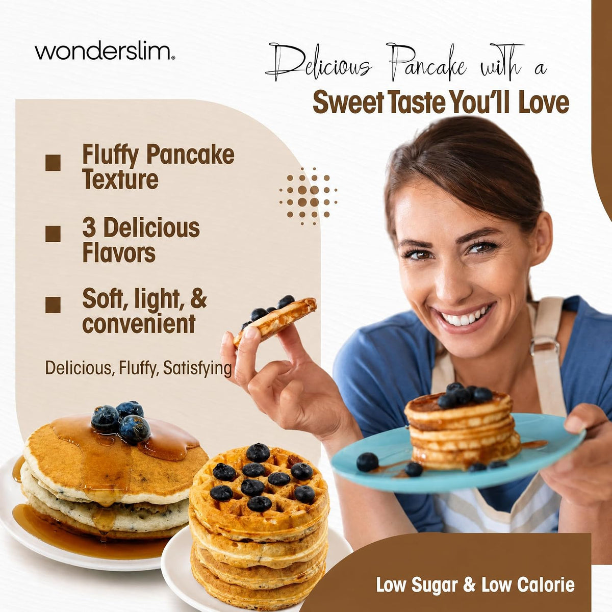 Wonderslim Protein Pancake &amp; Waffle Mix, Low Calorie – 7ct (Variety Pack)
