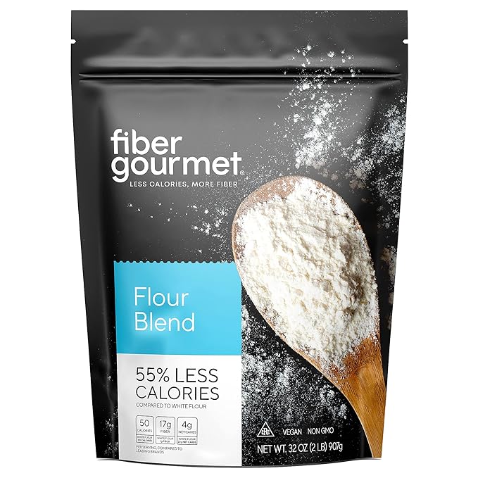 Fiber Gourmet Low Net Carb Flour Blend - Keto Friendly All-Purpose Baking Flour with 55% Fewer Calories, 81% Fewer Net Carbs, 17g Fiber, Non-GMO Vegan - 32 Ounce (pack of 1)