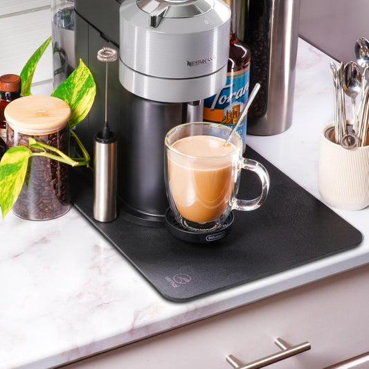 Ternal - Coffee Mat – 19x12 Inch Wet Bar Mat for Countertop | Absorbent, Quick-Dry Dish Drying Pad with Non-Slip Rubber Back