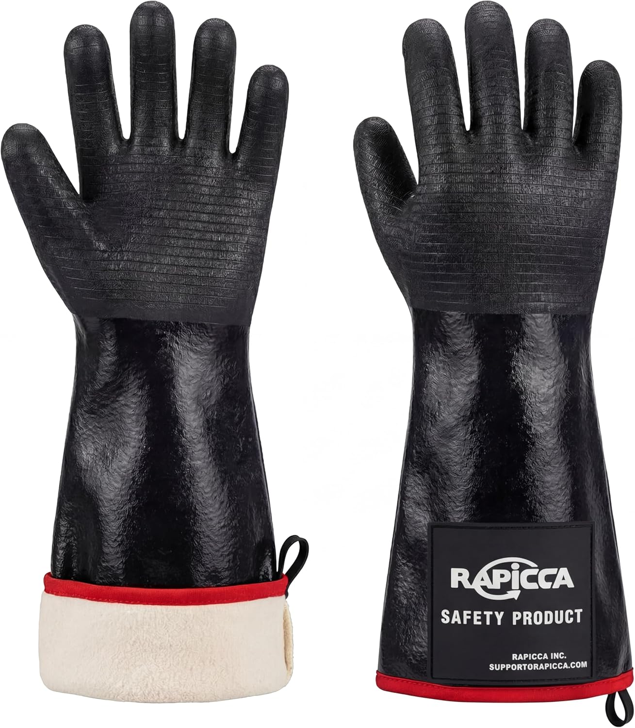 RAPICCA BBQ Grill Gloves, 932°F Heat Resistant Neoprene, 14 in XL | Oil Resistant &amp; Waterproof, For Pitmaster - Smoking, Grilling, Cooking, Deep Frying Turkey, Handling Hot Greasy Meat