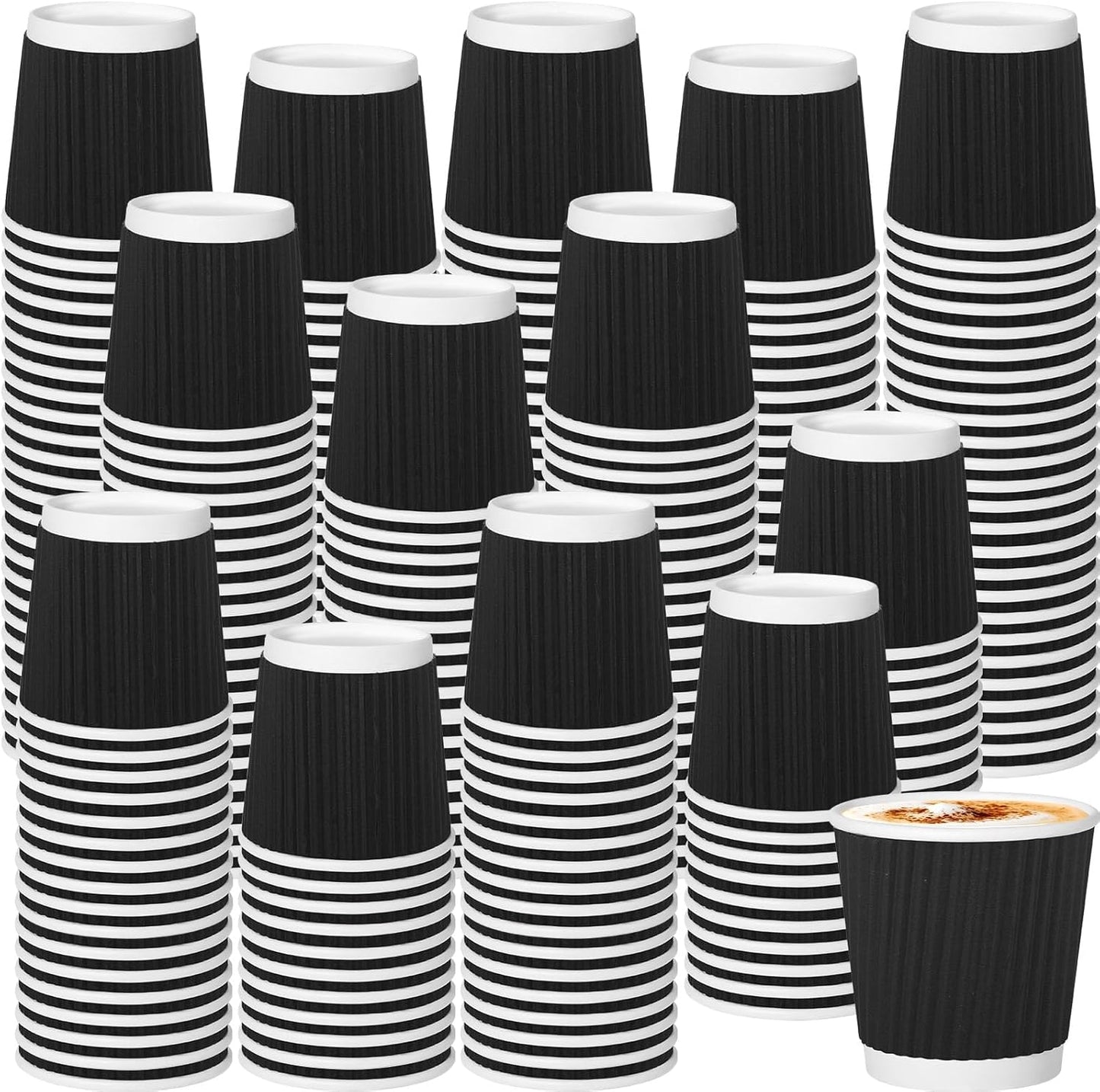 500 Pack Paper Espresso Coffee Cups, 4 oz Disposable Coffee Cups,Corrugated Insulated Ripple Wall, P