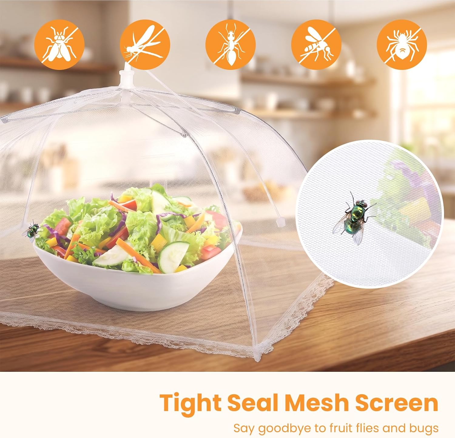 Food Covers for Outside - 2 Extra Large (40 x 25 in) & 6 Large (17 x 17 in) Food Tents/Food Covers for Outdoors Mesh Scr