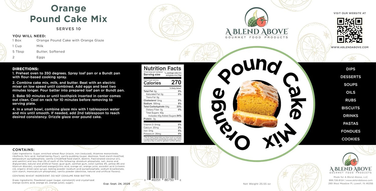 A Blend Above Orange Pound Cake Mix