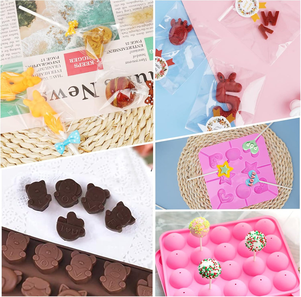 Cake Pop Maker Kit 618Pcs with 5 Silicone Mold Sets - 3 Tier Display Stand