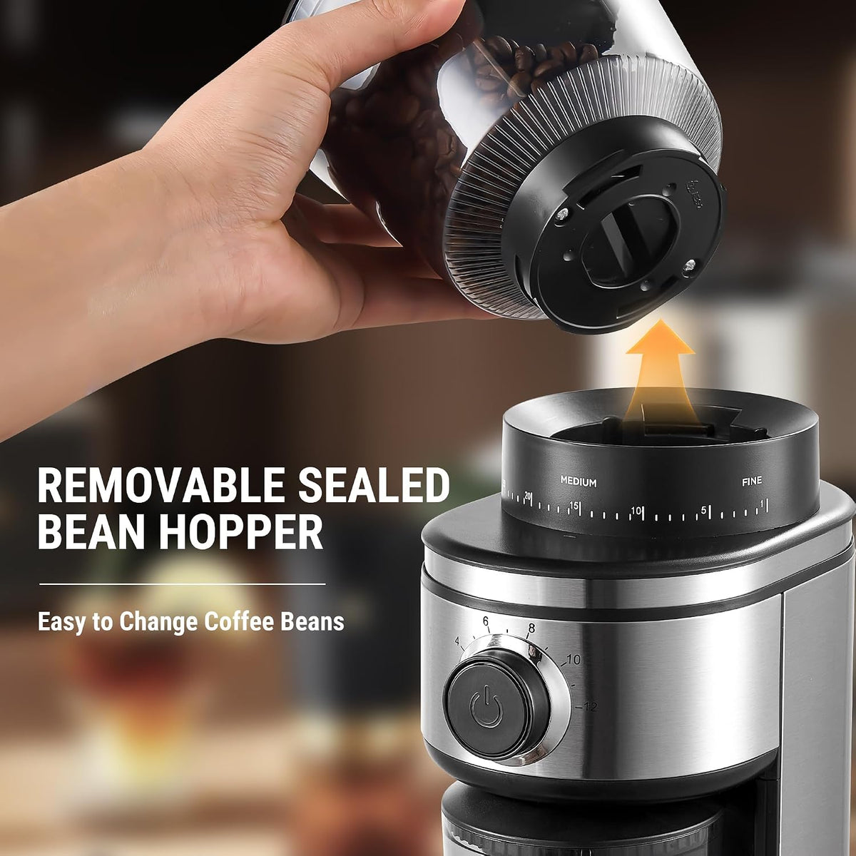 AYCHIRO Conical Burr Coffee Grinder Electric, Coffee Grinder with 30 Grind Settings, Adjustable Burr Mill Grinder for Home Use, 2-12 Cups for Espresso, Pour Over &amp; French Press