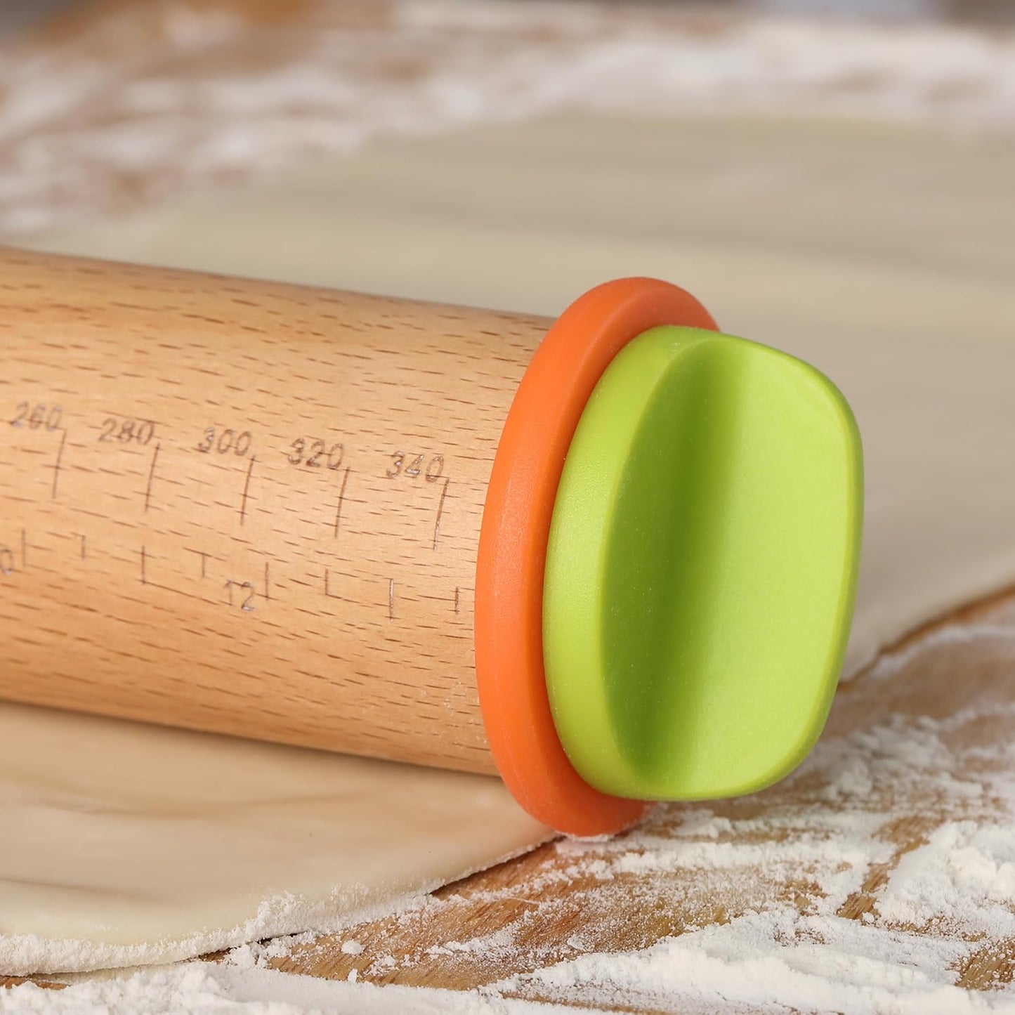 Adjustable Rolling Pin with Thickness Rings, 13.8", 4 Rings