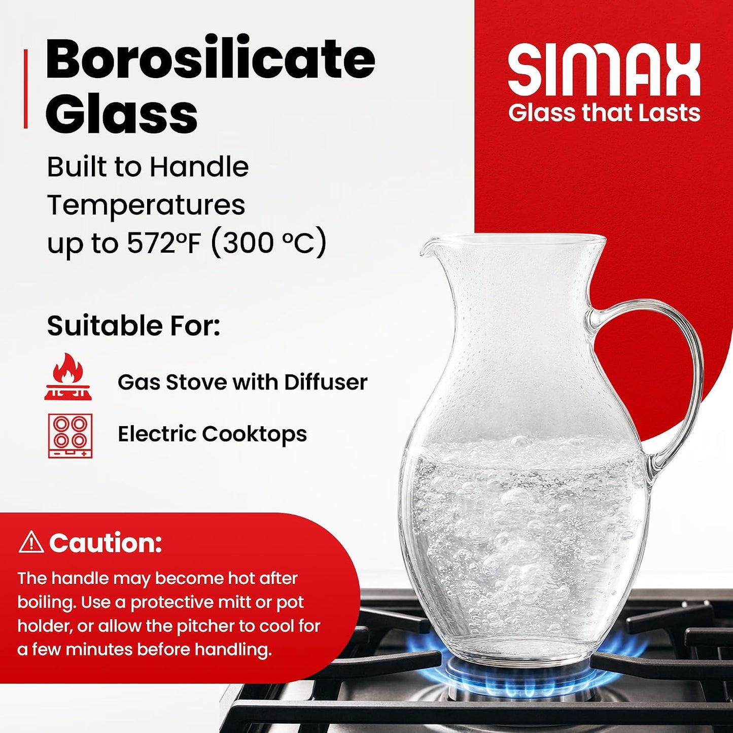 Simax SMALL Glass Pitcher 16 Oz: Borosilicate Glass Pitchers With Handle - Montessori Pitcher For Kids - Mini Pitcher - Small Water Pitcher For Orange Juice, Milk &amp; Tea - Pint Small Pitcher -1/2 Quart