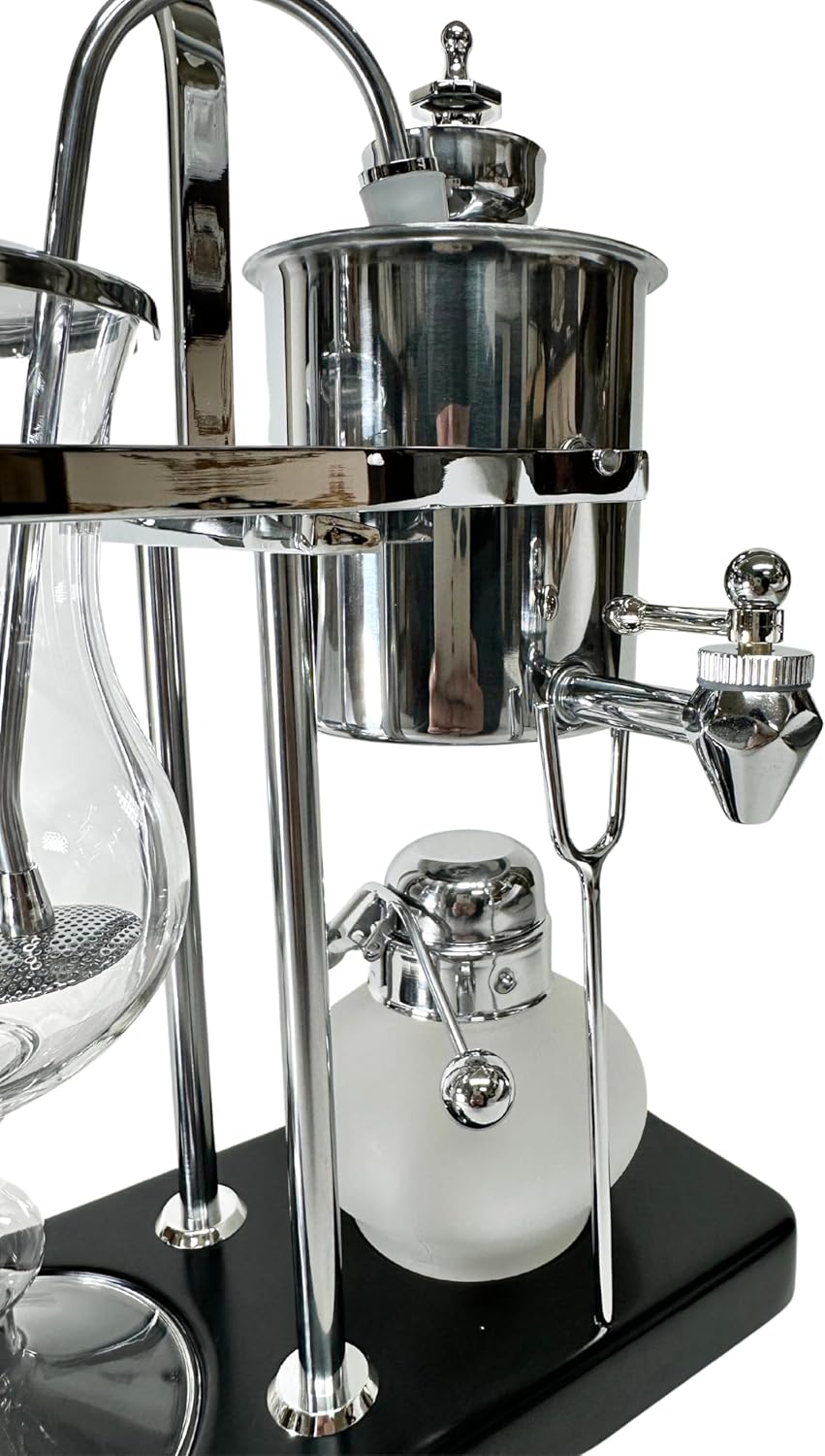 Nispira Belgium Royal Family Balance Syphon Unique Gravity Vintage Coffee Maker Vacuum Brewing System Silver 500 ml