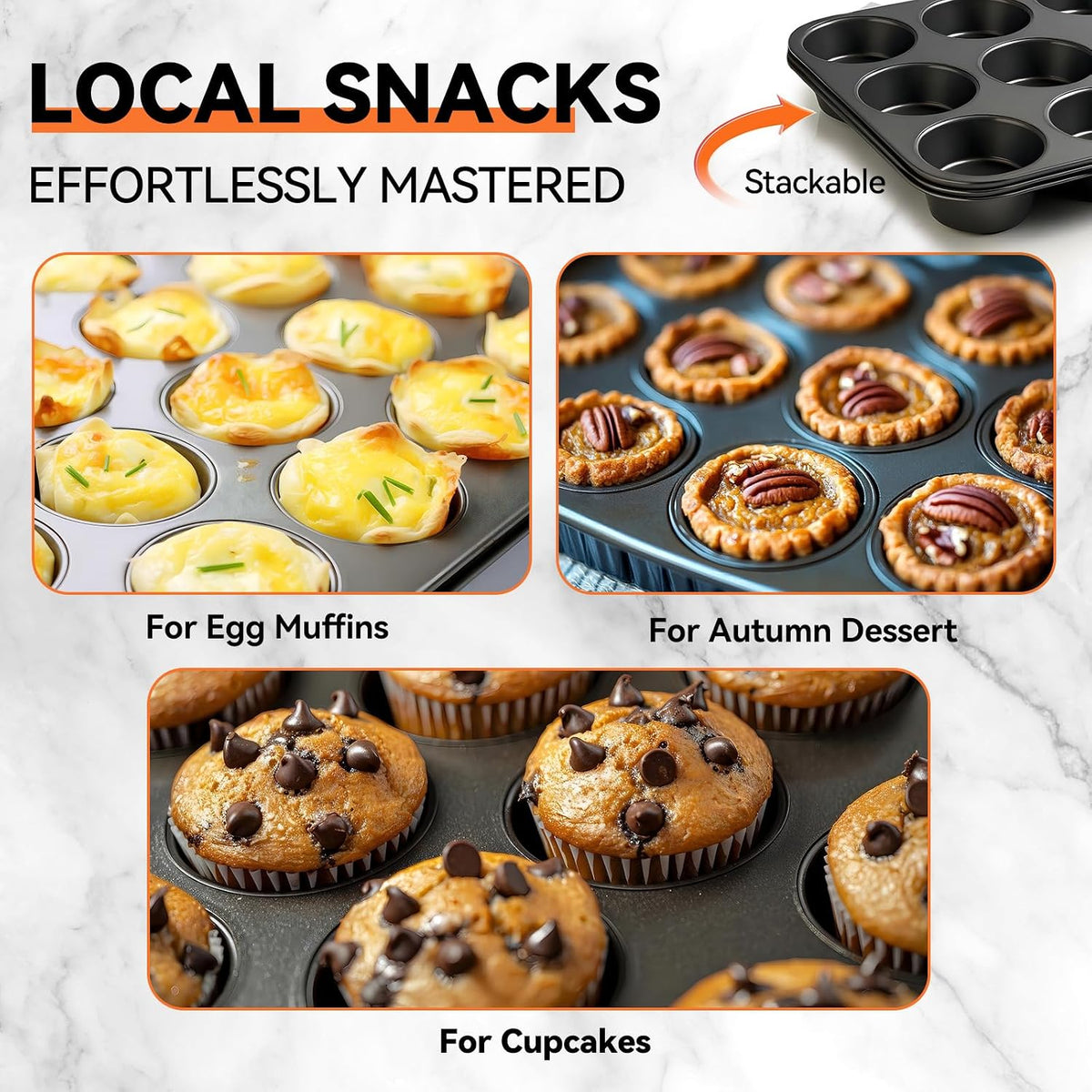 Yoehka 2 Pack Muffin Pan for Baking, Non-stick Cupcake Pan Set, Black