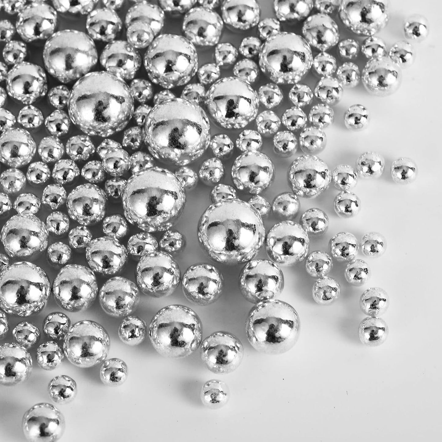 Kasvan Silver Pearl Sugar Sprinkles - Edible Candy Pearls 130g/4.58 Oz, Mix Size, Baking Cake Decora