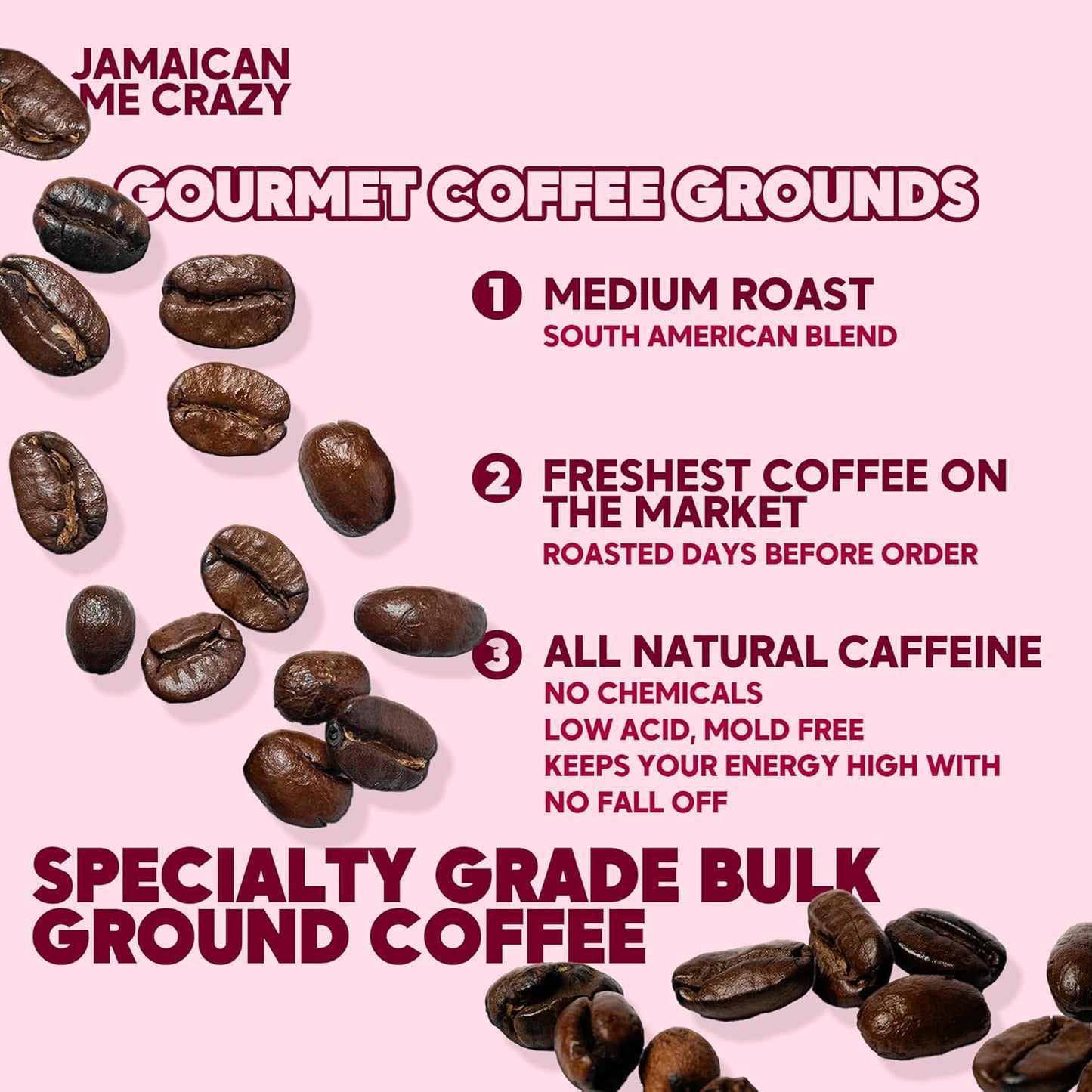 Sarasota Coffee Ground Jamaican Me Crazy | Medium Roast Gourmet Flavored Coffee Grounds | Low Acid, Mold Free, Specialty Grade Flavored Bulk Ground | 5lb (80 oz)
