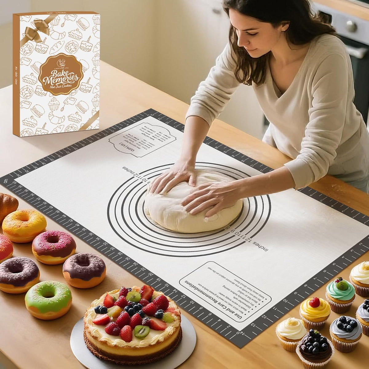 Silicone Pastry Mat for Dough Rolling,SIlicone Mat for Baking PIzza,Macaron, Pie Crust Pizza and Cookies Large Silicone Fondant Mat,Macaron Silicone Baking Mat