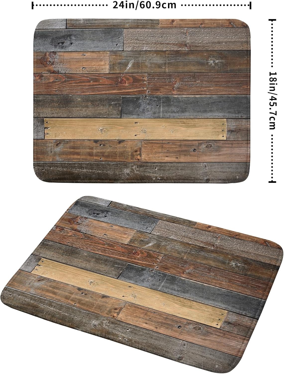 Giwawa Wood Grain Dish Drying Mat for Kitchen Countertop, Rustic Wooden Board Dish Drainer Mats, Vintage Country Style