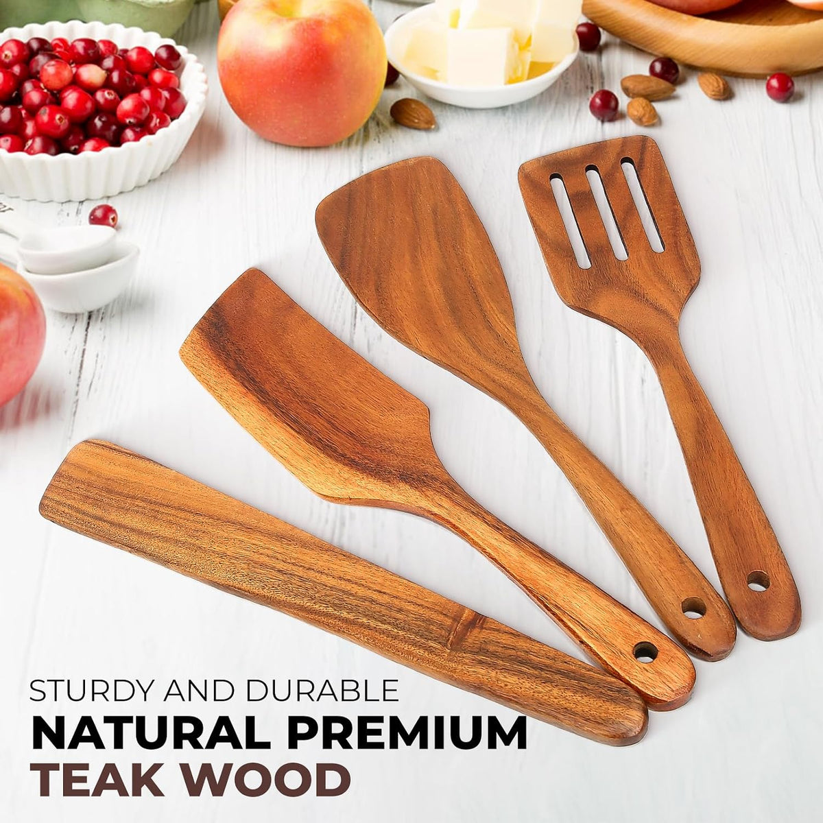 AIUHI Premium Teak Wood Spatula Set