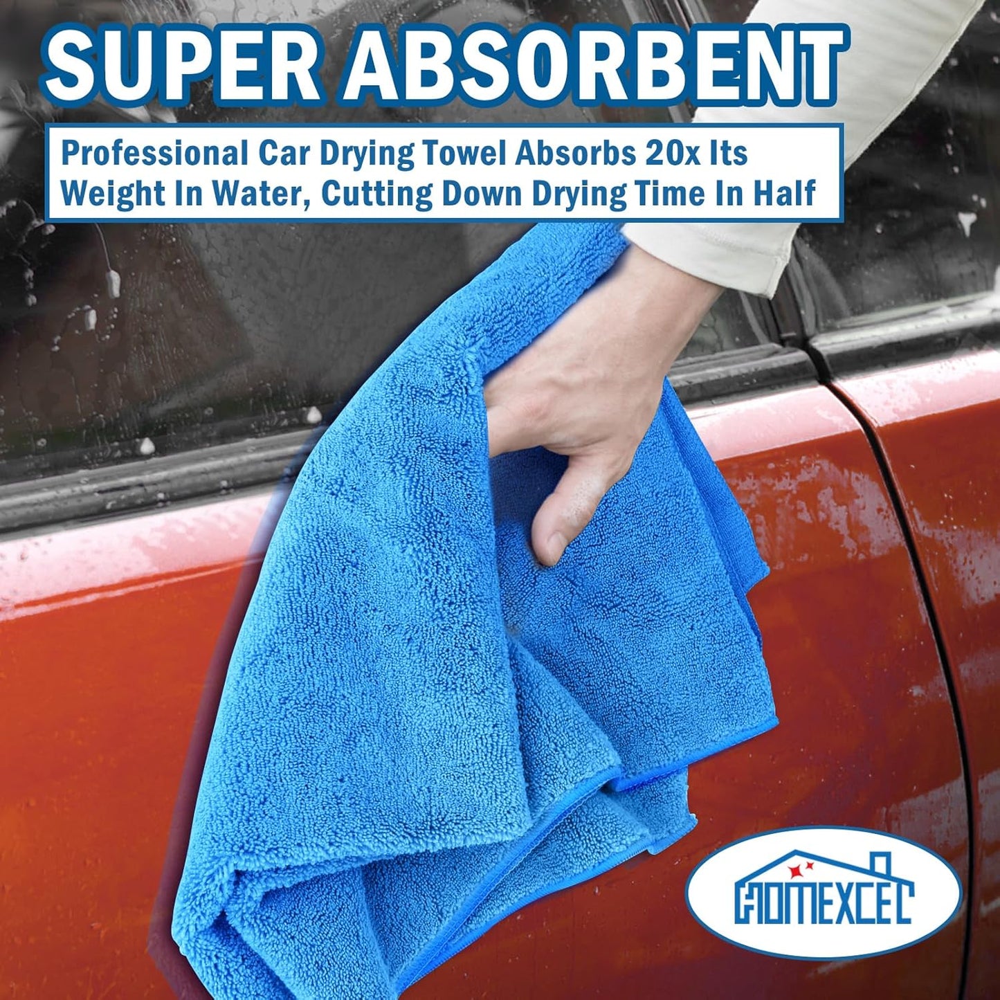 HOMEXCEL Professional Large Microfiber Car Drying Towels 4 Pack, 31" x 24"