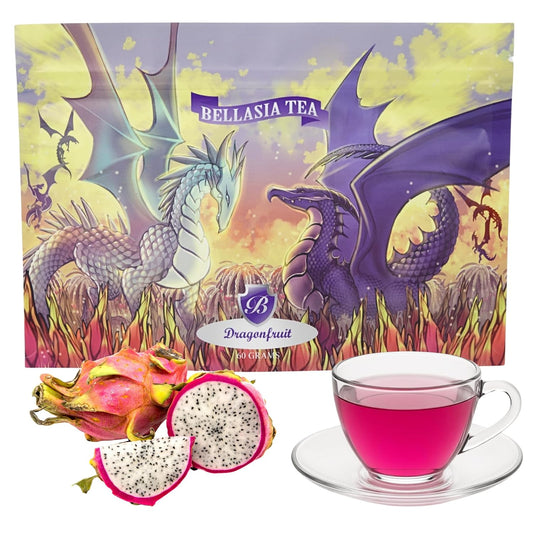 Bellasia Tea Dragon Fruit for Kids Using Real Fruit Pieces - Caffeine Free Herbal Tea Blend with Real Ingredients &amp; Balanced Flavor- Add Loose Leaf Tea to Your Child’s Routine for A Fun &amp; Tasty Drink