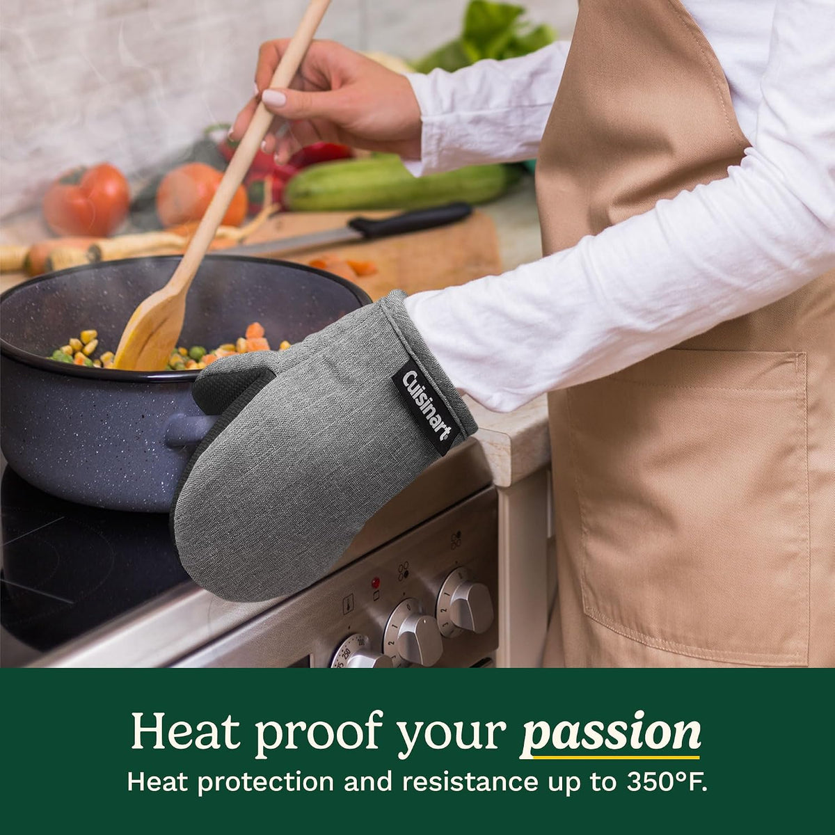 Cuisinart Mini Oven Mitts, 2-Pack, Neoprene Grip, Heat Resistant 350F