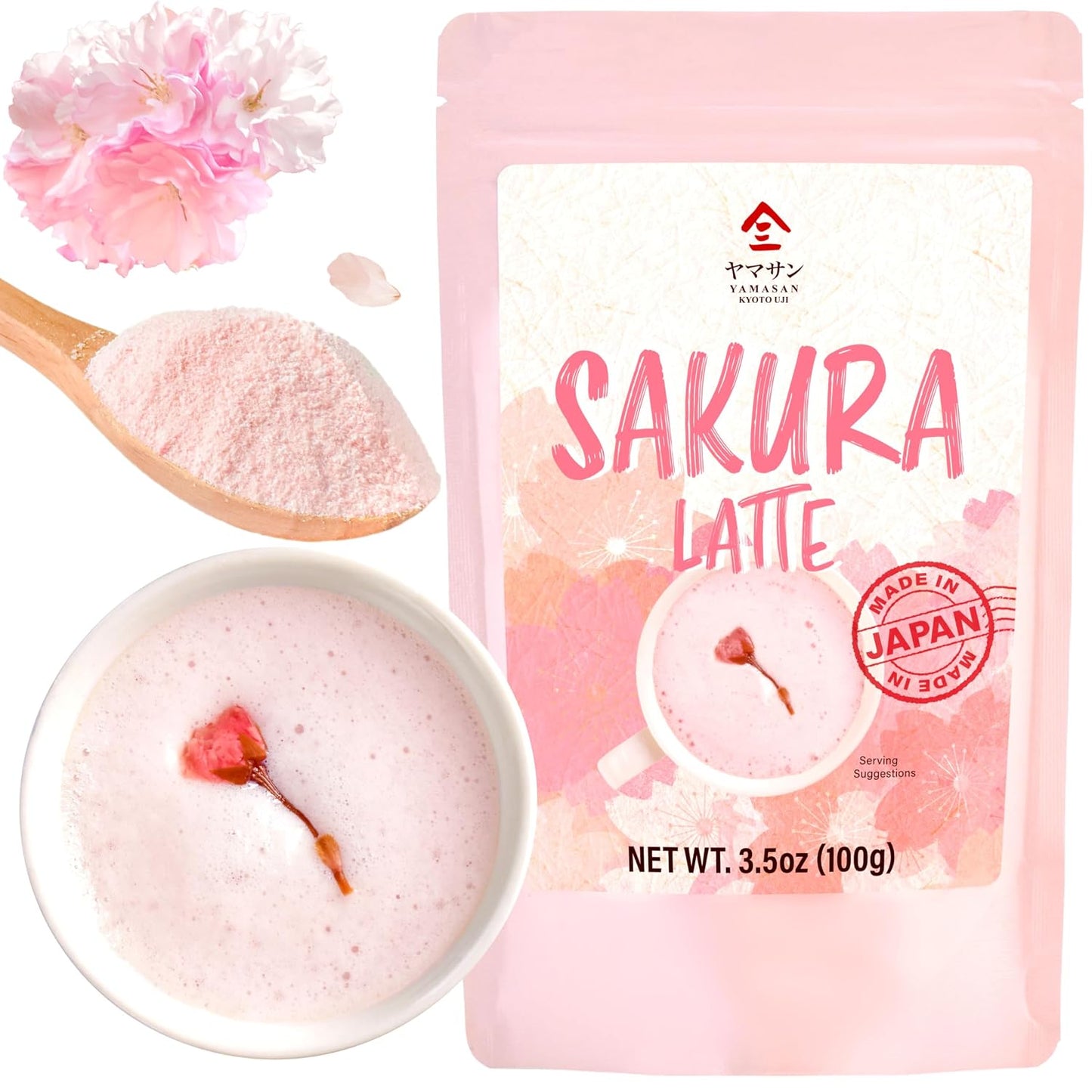 YAMASAN KYOTO UJI Japanese Sakura Latte Powder Cherry Blossom Mix 3.5oz