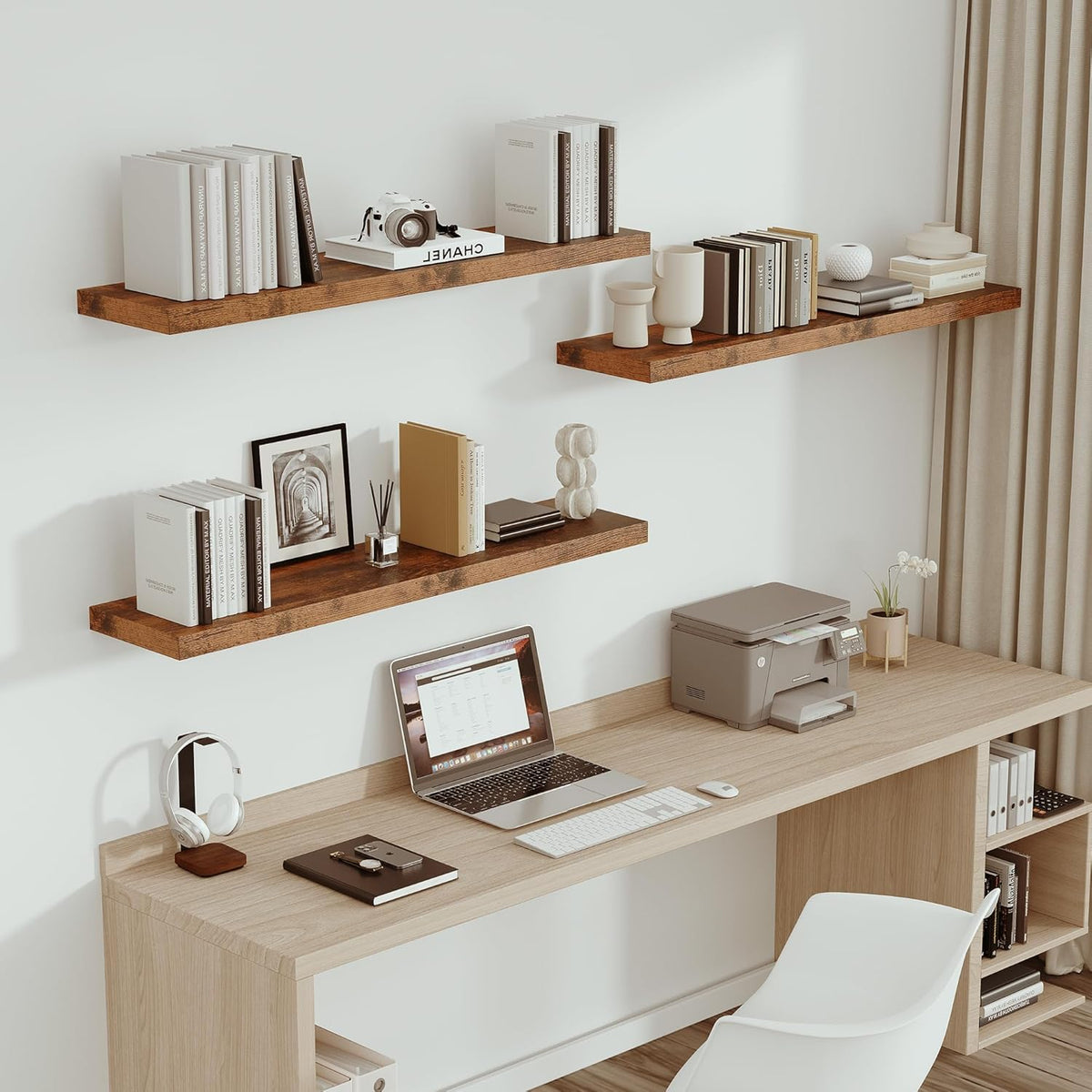 Vivelove Single Floating Shelves 48x10” Set of 1, Rustic Brown