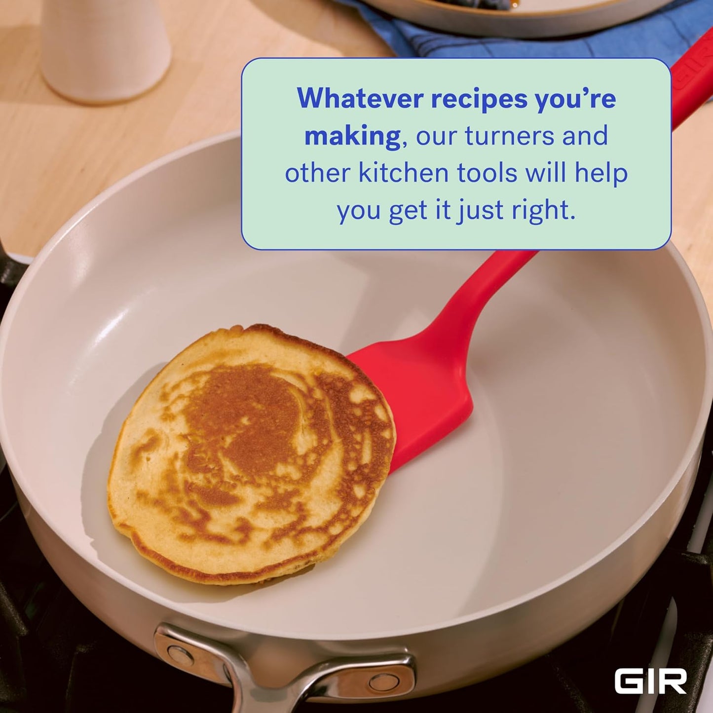 GIR: Get It Right Silicone Kitchen Spatula Turner - Non-Toxic Cooking Utensils for Nonstick Cookware, Cooking and Baking, Mini Flip - 11IN - Red