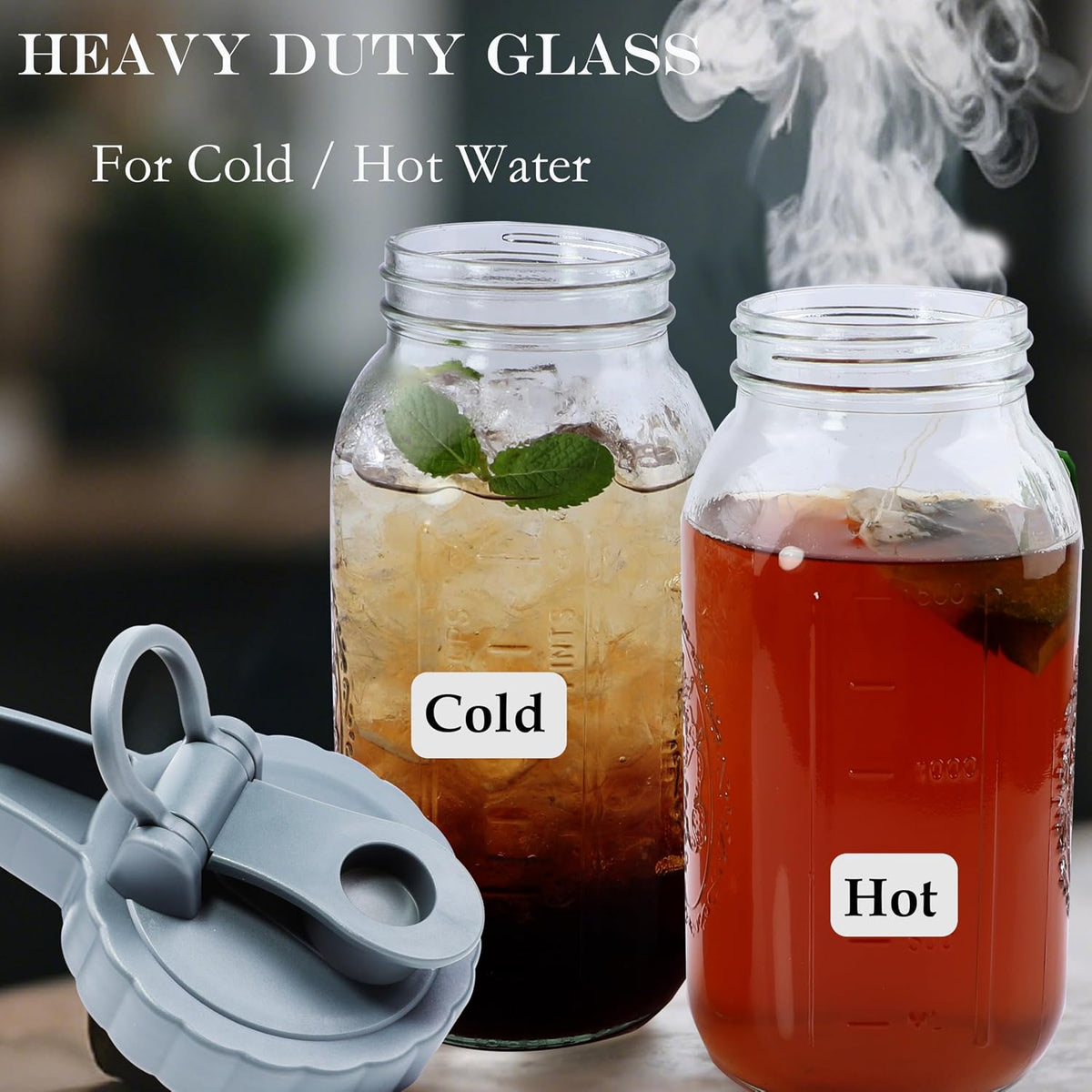 64 Oz Glass Mason Jar Water Pitcher With Lid Wide Mouth Sun Tea Pitchers | Half Gallon Cold Hot Water Jug Carafe For Coffee Lemonade Beverage Milk Iced Tea Container For Fridge Store Leak-Proof