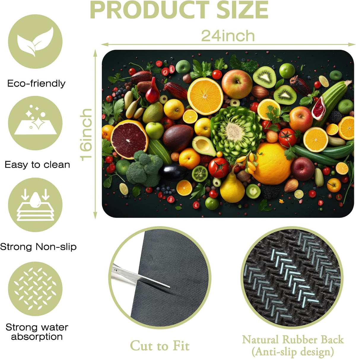 Dish Drying Mat for Kitchen Counter Absorbent Dish Coffee Mat 16"X24"